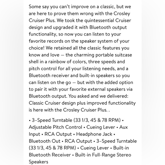 Crosley Bluetooth & Vinyl player - Picture 5 of 8